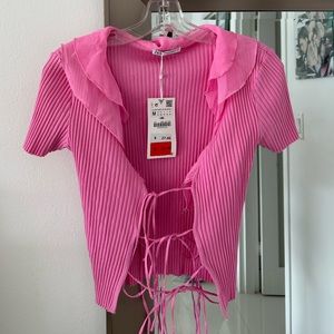 Pink Blouse with Lace Up